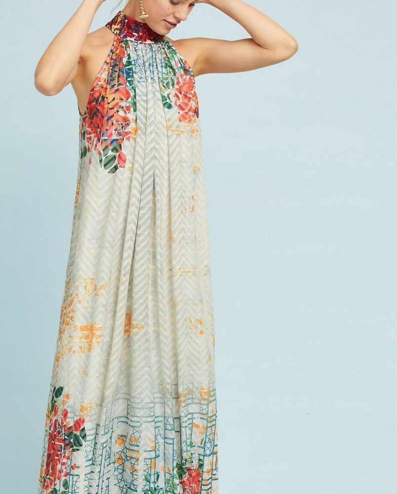 Anthropologie Multicolor Floral Maxi Dress